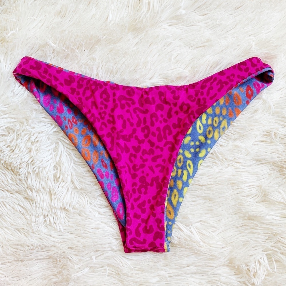NEW Beach Bunny Reversible Leopard Print Cheeky Bikini Bottom Pink